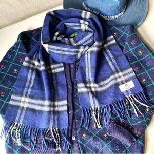 HOUSE OF SCOTLAND 100% Lambswool plaid/tartan scarf w cottage cabin vibe